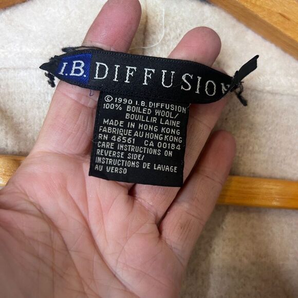 IB Diffusion Cream 100% Boiled Wool Shawl Collar Cardigan Jacket Size Medium - Picture 7 of 10